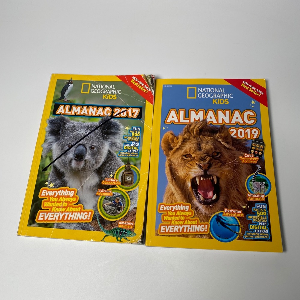 National Geographic Kids Almanac 2017 2019 Book Lot 2 Fun Facts Animals Science‎